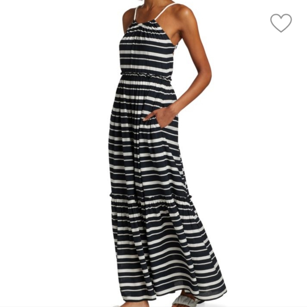 Jonathan Simkhai Black and White Striped Maxi Dress